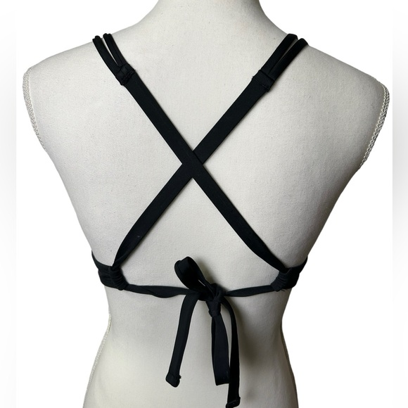 SHADE & SHORE womens black padded push up cross back tie bikini top 36C NWT - Picture 4 of 4